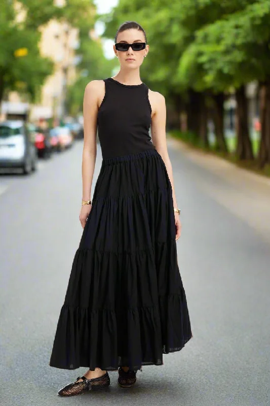 Luxury Temperament Shirred Ruffle Tiered Skirt