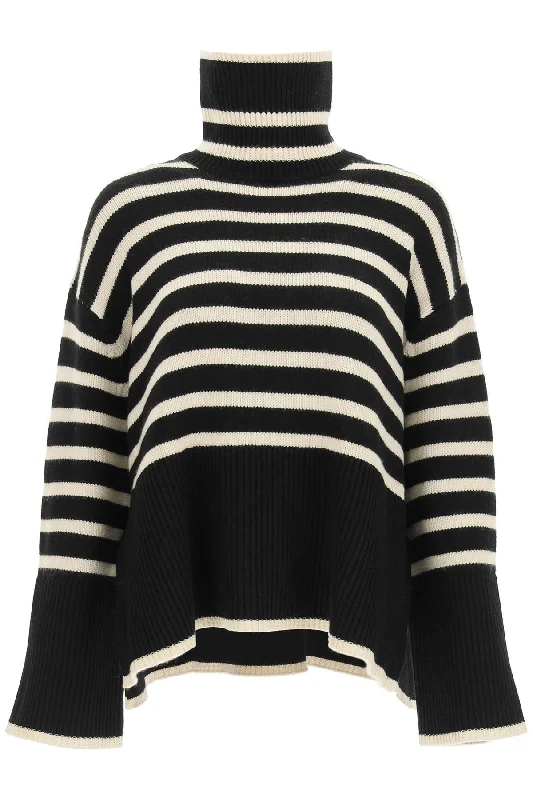 Carefree Toteme Women's Striped Wool Cotton Turtleneck