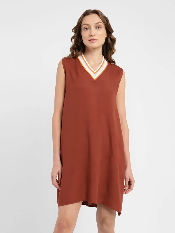 Romantic Data Women's Solid Round Neck Dress