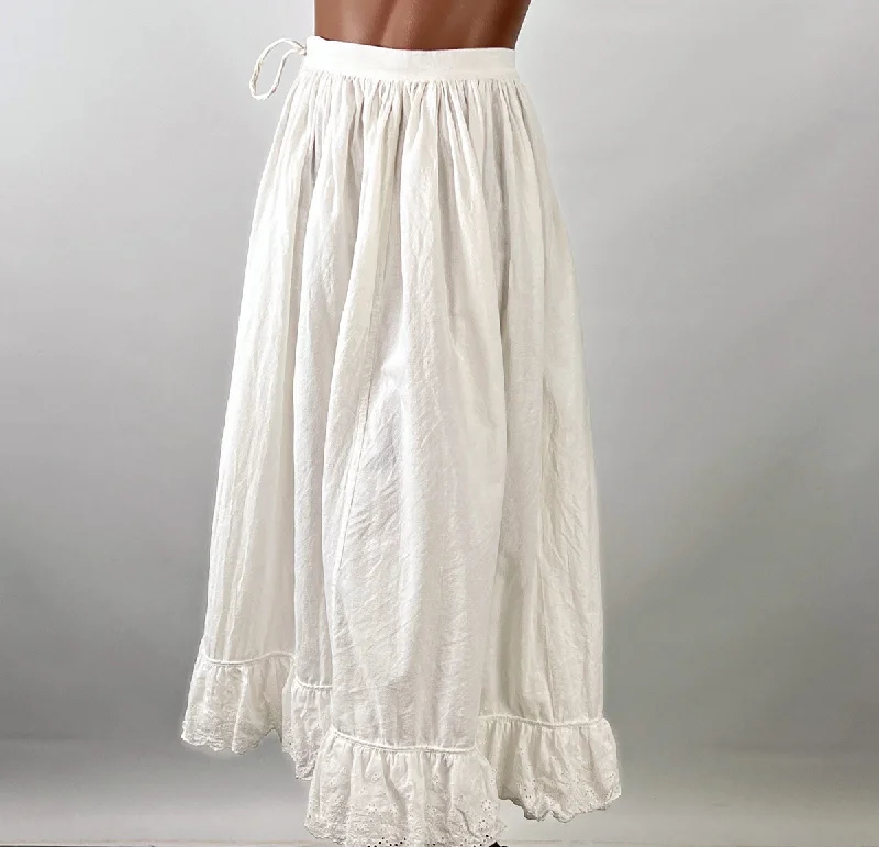 Light Comfort Antique Cotton Eyelet Petticoat Skirt XL 1800s to 1910s Victorian Edwardian Vintage VFG