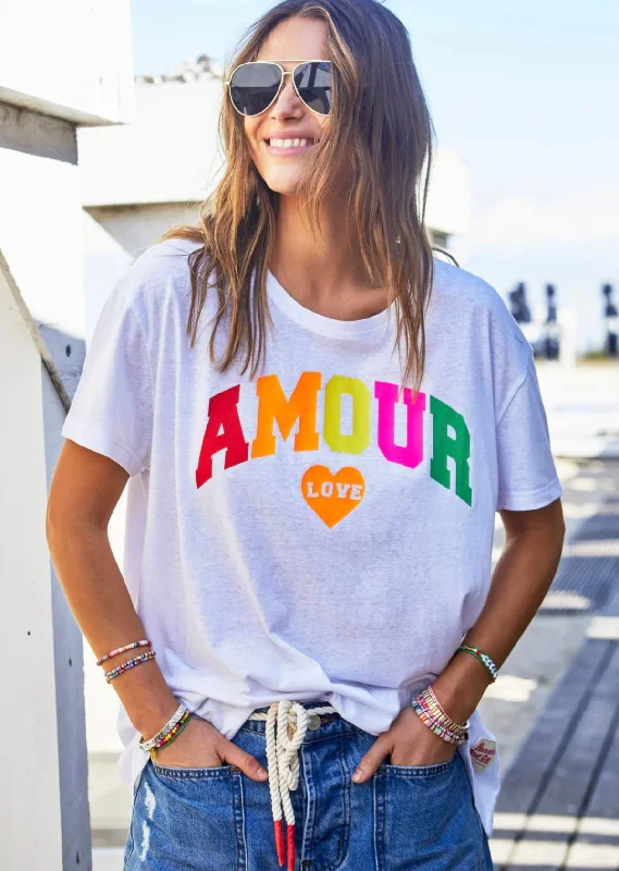 Personalized print Hammill & Co Crew Neck Amour Tee – White