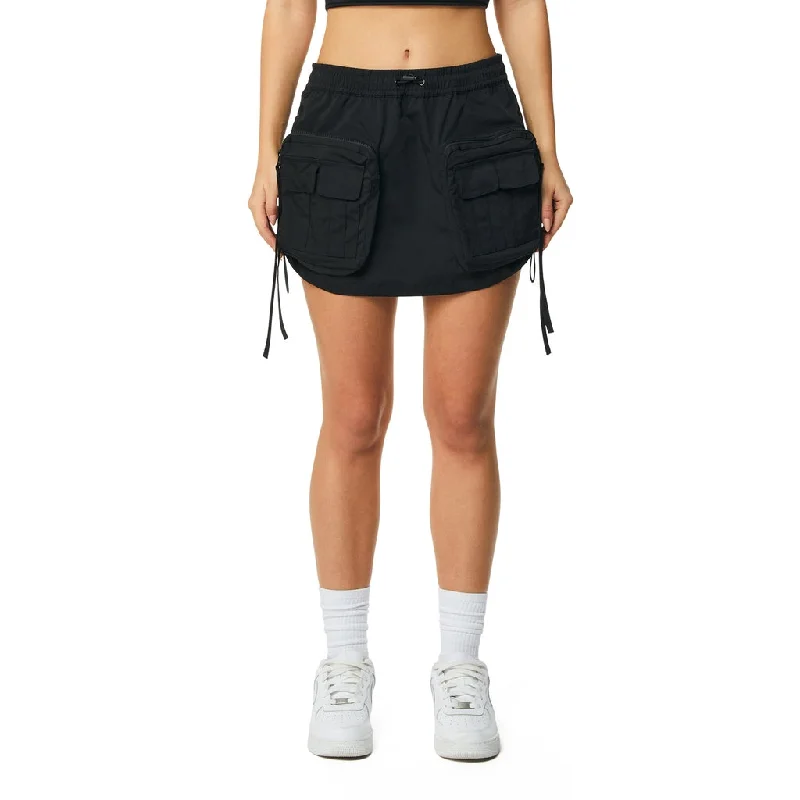 Style Design Shirring Utility Mini Skirt - Black