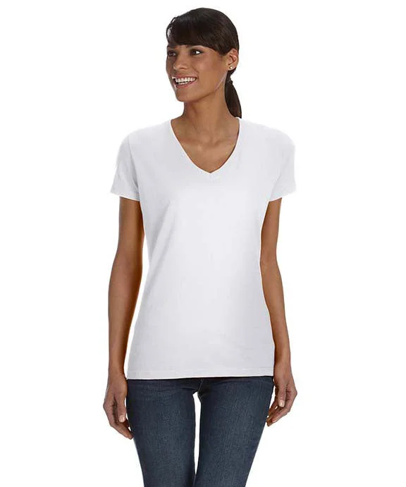 Warm Wear L39VR - Fruit of the Loom Ladies HD Cotton™ V-Neck T-Shirt | White
