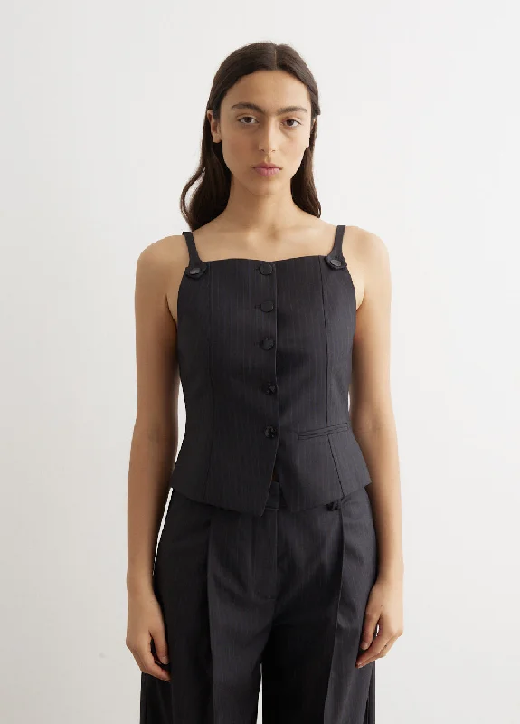 Elegant Series Melange Stripe Suiting Vest Top