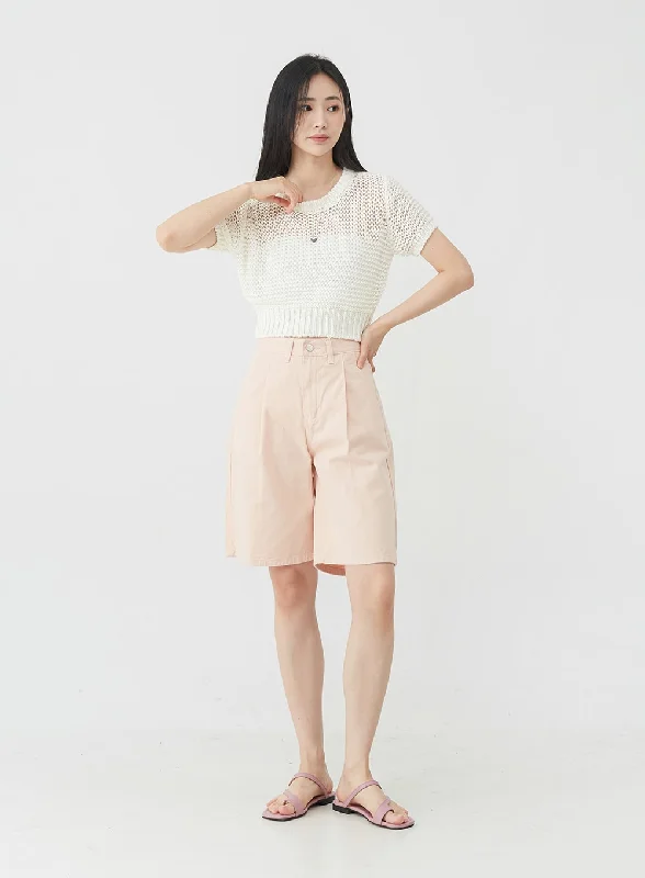 Exquisite Fabrics Pintuck Cotton Long Shorts OJ30
