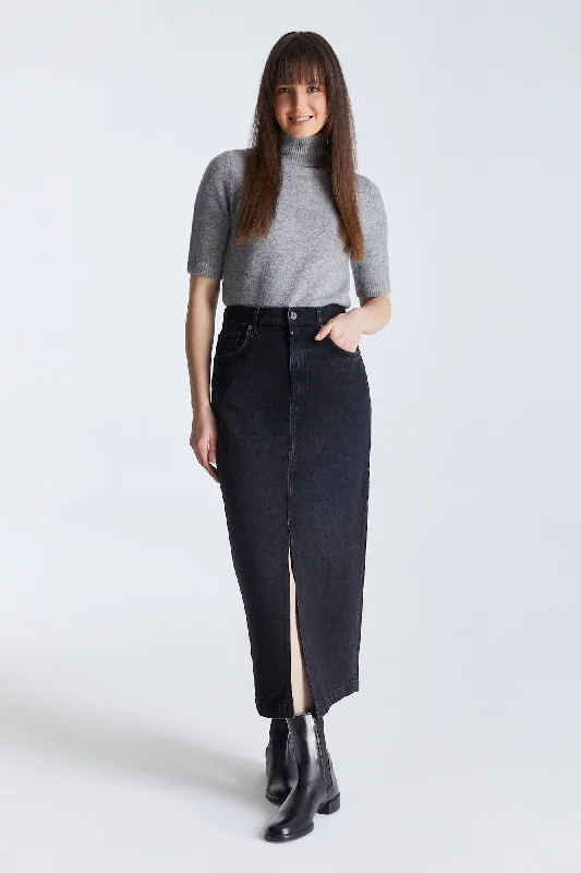 Cool Style Valerie Mid Waist 5 Pocket Long Skirt Black VT