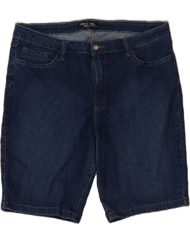 Sports And Leisure LEE Womens Bermuda Mid Rise Denim Shorts US 18 2XL W38  Navy Blue Cotton