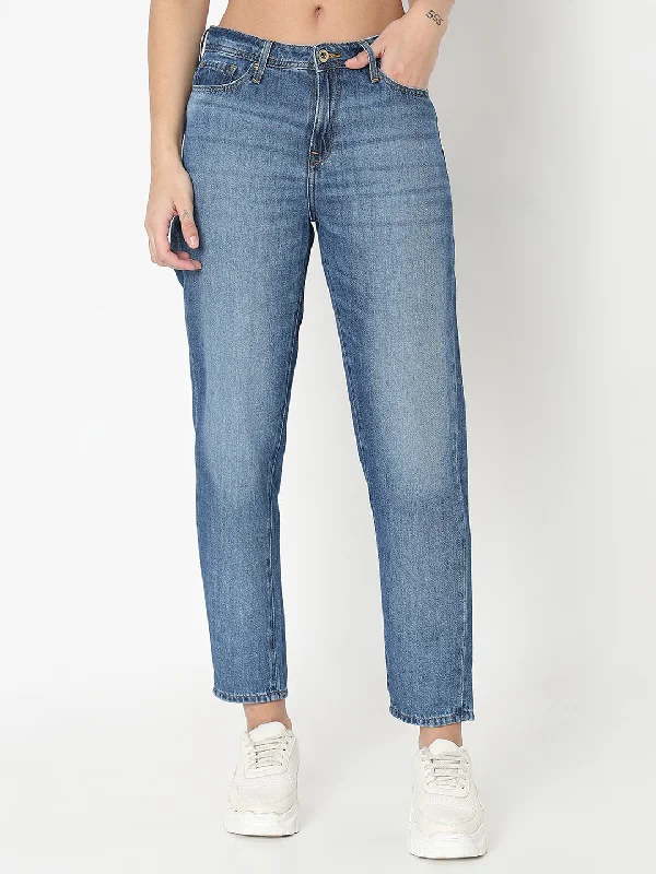 Floral Prints Spykar Women Cotton Mom Fit Mid Rise Jeans