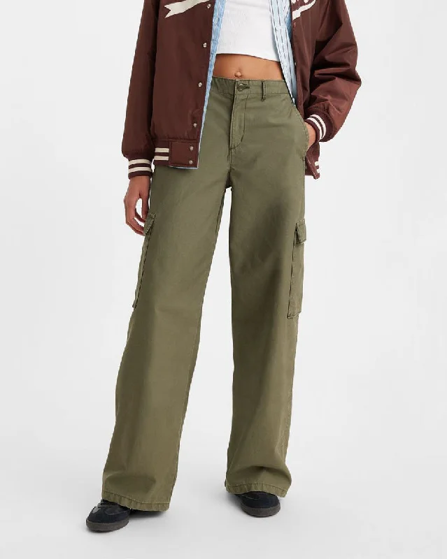 Classic Retro Levi's® Womens Baggy Cargo Pants - Olive Night