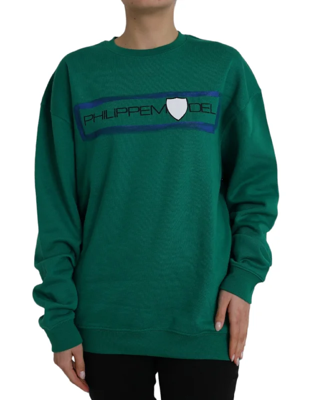 Boutique Recommendation Philippe Model Cotton Logo Print Long Sleeves Pullover Women's Sweater