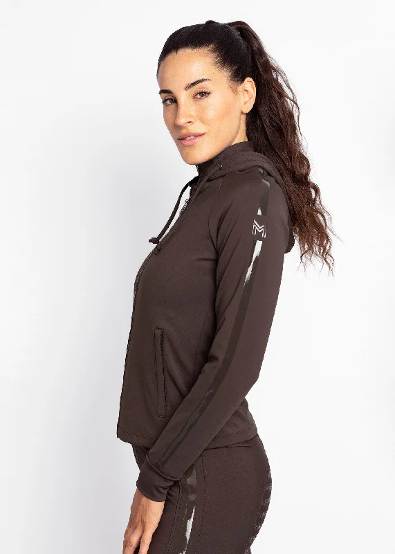 Casual And Comfortable Reflection Zip Hoodie (Chocolate)