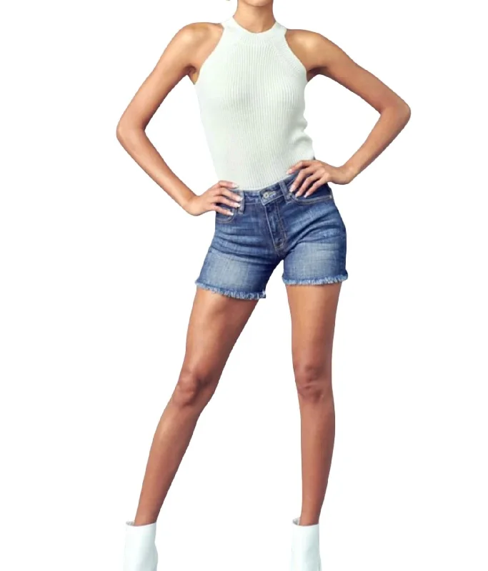 Casual Style Kenna High Rise Short In Dark Wash