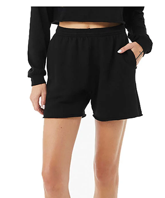 Retro Literary Style 3787 - Bella + Canvas Ladies Cutoff Sweatshorts | Black