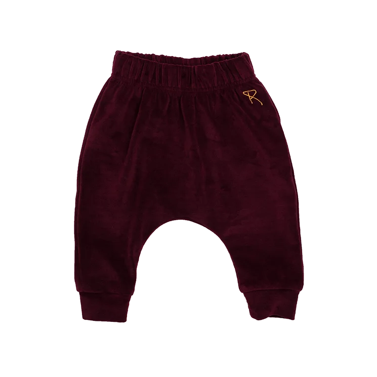 Weekend Style Rock Your Baby Velvet Drop Crotch Pants - Plum