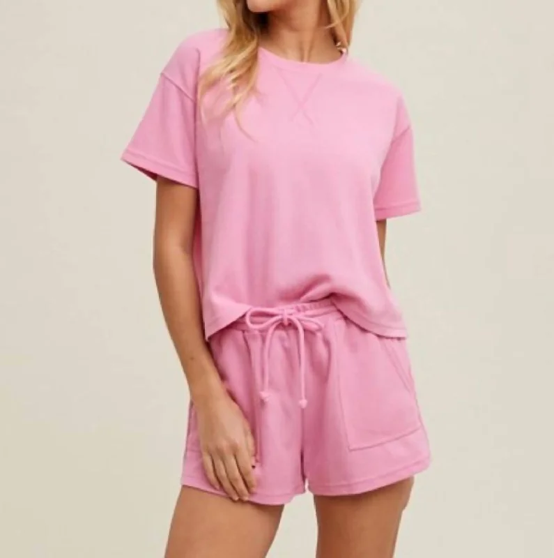 Bright Colors Casual Knit Short In Hibiscus