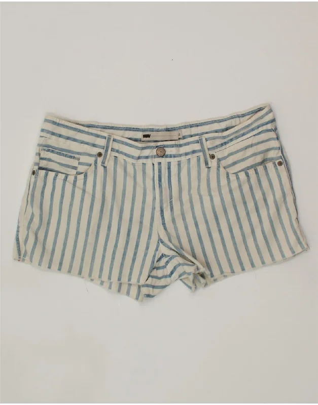 British casual LEVI'S Womens Casual Shorts US 13 Large W34 White Striped Cotton