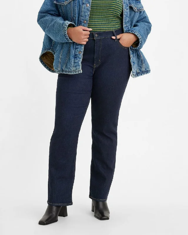 Slightly Flared Design Levi's® Womens Plus 724 High Rise Straight Leg Jeans - Blue Wave Rinse Slightly Flared Design Levi's® Womens Plus 724 High Rise Straight Leg Jeans - Blue Wave Rinse