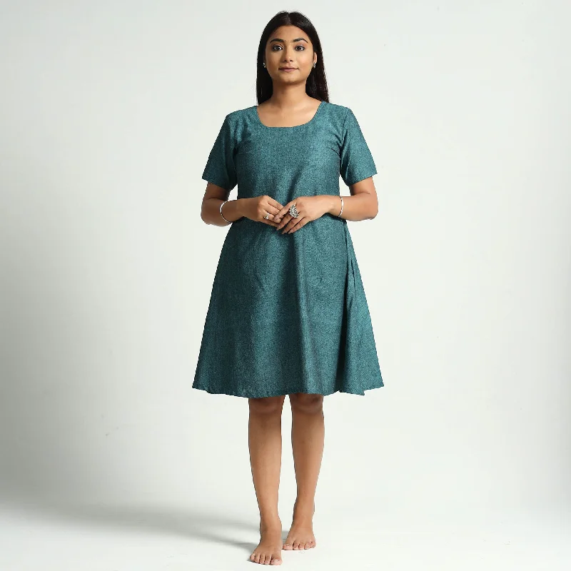 Fresh And Simple Green - Plain Handloom Cotton Dress