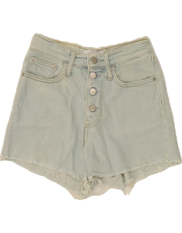 Casual And Versatile CALVIN KLEIN JEANS Womens High Waist Denim Shorts W24 XS Blue Cotton