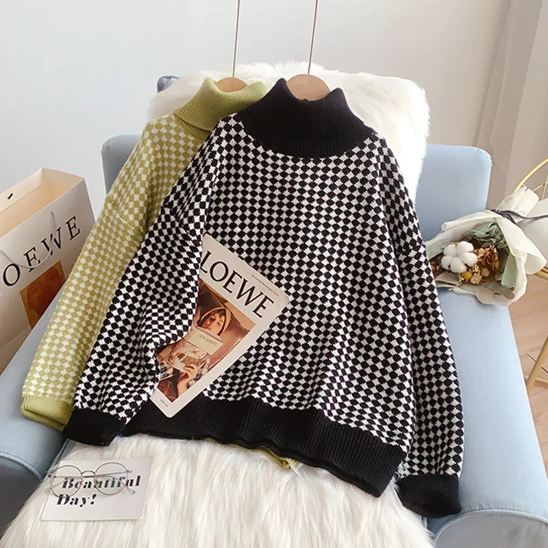 Luxury Style High neck sweater women's bottomed shirt lazy inner top 5196