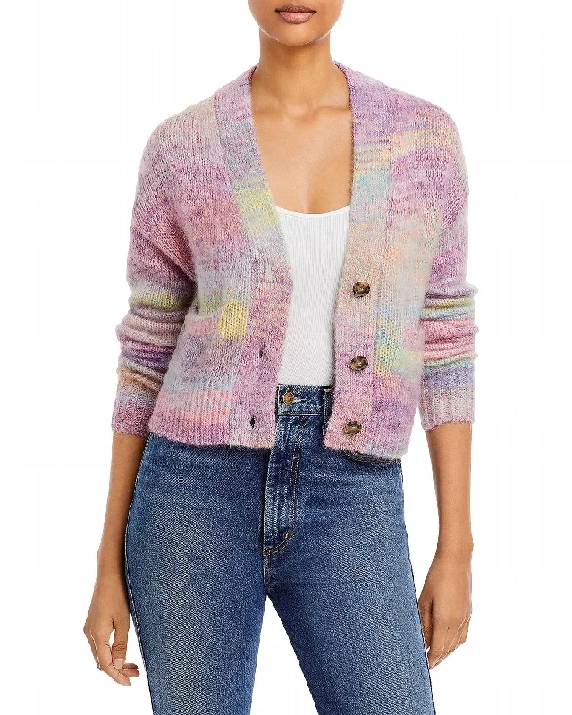 Design sense 90's Crop Oversized Cardigan In Purple Space Dye