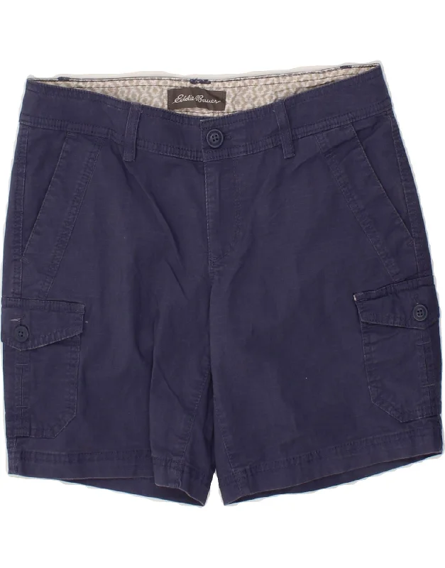 Classic EDDIE BAUER Womens Cargo Shorts US 4 Small W30  Navy Blue Cotton