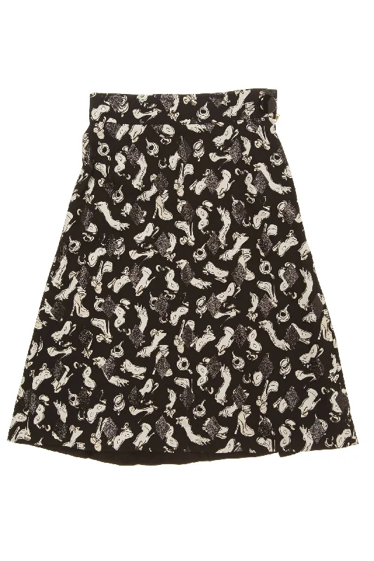 European Plan Louis Vuitton - White and Black Print Skirt - FR 40