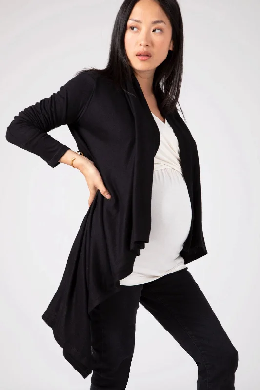 Classic Style Céline Waterfall Maternity Cardigan Black