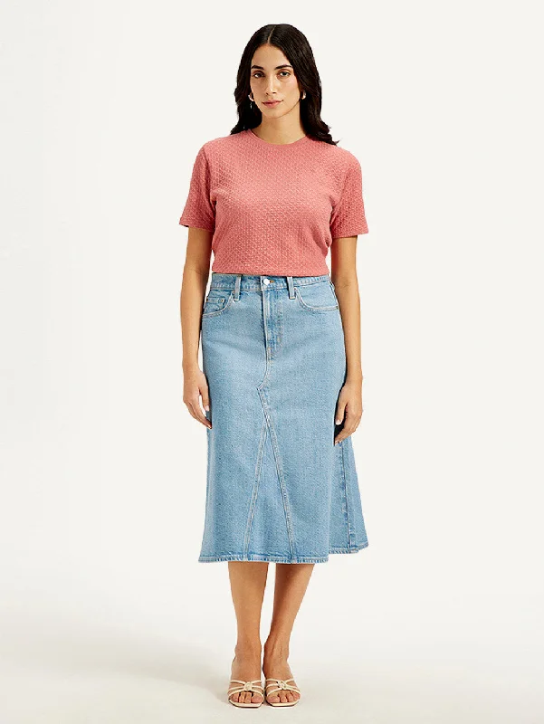 Stylish Wear Women's High Rise Blue A-Line Skirt