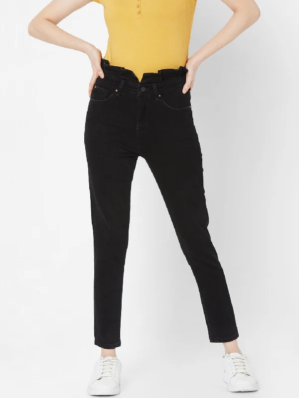 Romantic Data Spykar Women Black Cotton Skinny Fit Regular Length Jeans (Ynr)
