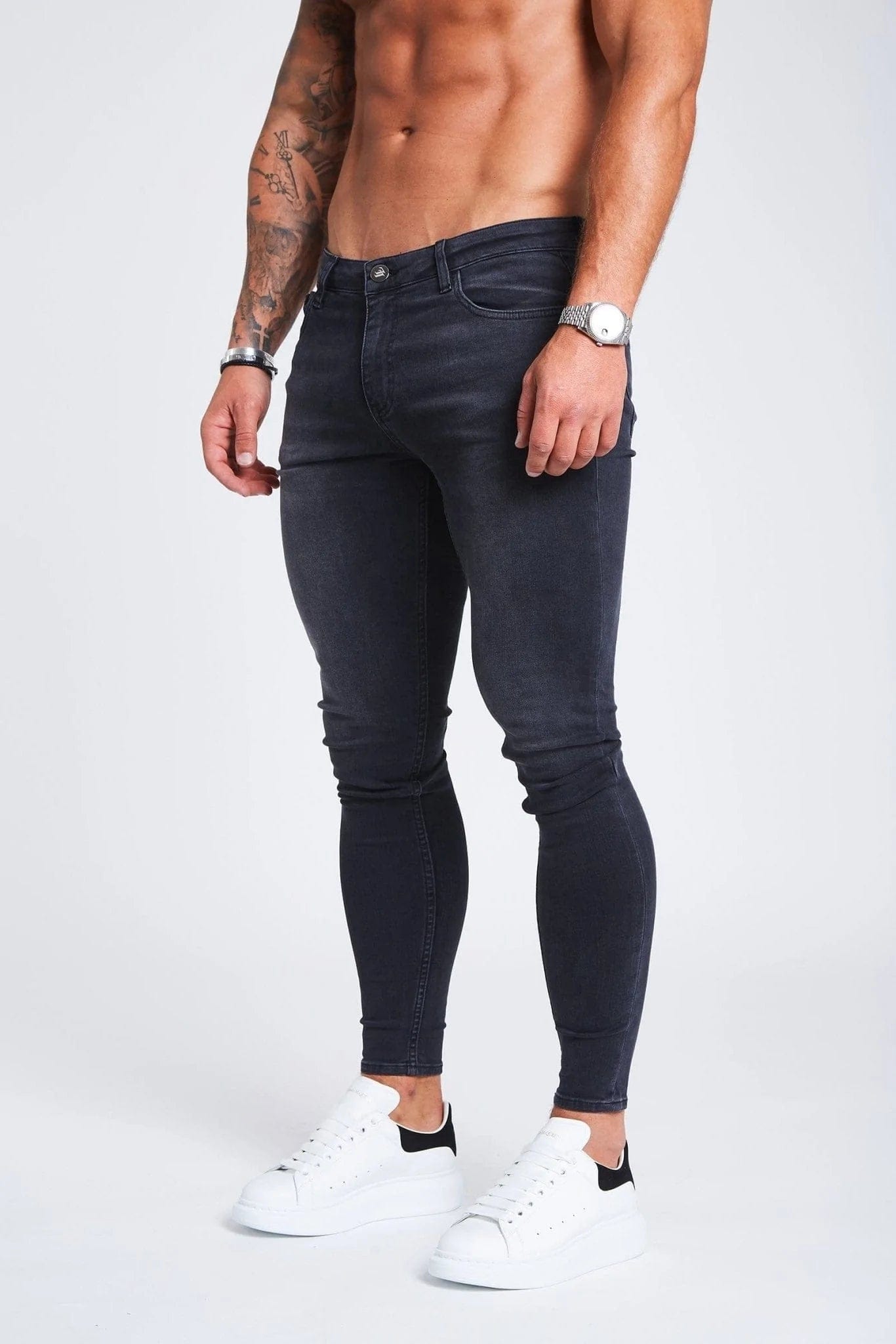 Fashion Wear SKINNY FIT JEANS NON RIPPED - GREY