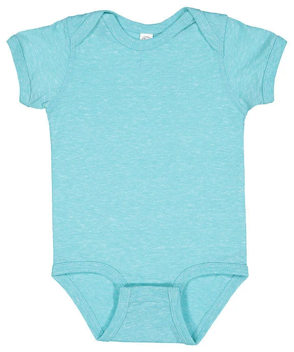 Boutique style 4491 - Rabbit Skins Infant Harborside Melange Jersey Bodysuit | Caribbean Melange Boutique style 4491 - Rabbit Skins Infant Harborside Melange Jersey Bodysuit | Caribbean Melange