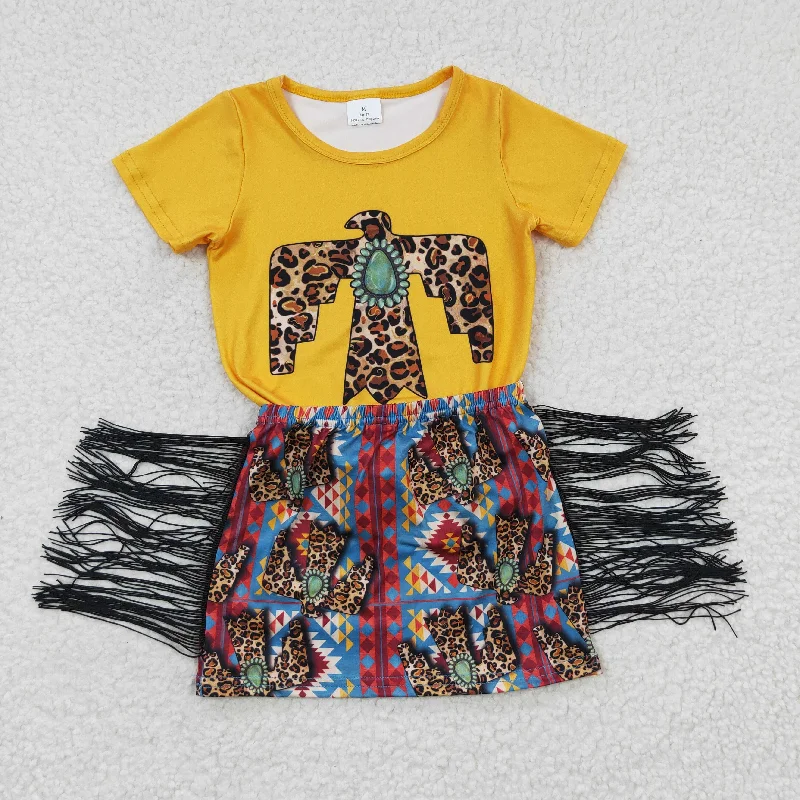 Classic Series Eagle T-shirts tassel skirts sets GSD0287