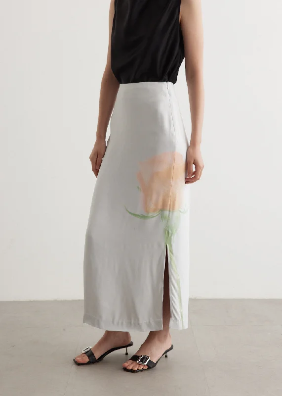 Fashionable and versatile Rose Printed Midi Skirt