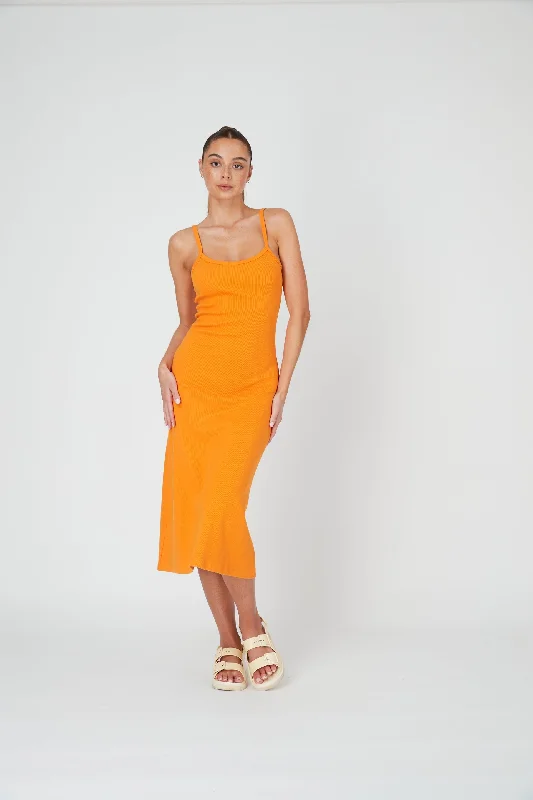 Fashionable And Versatile Summi Summi - MIDI A LINE DRESS - Tangerine