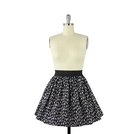 Trendy Looks Cute Cacti A-line Pleated Skirt In Black