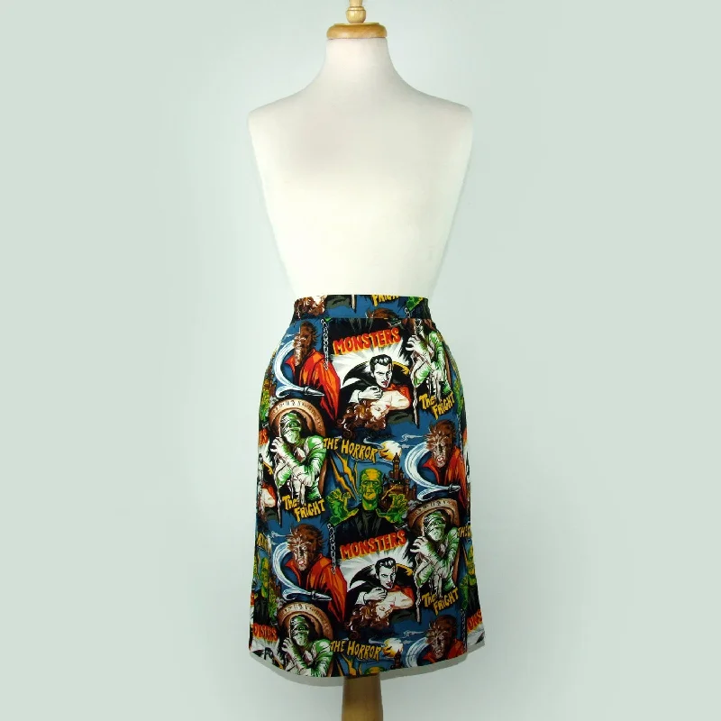Smart Comfort Pinup Hollywood Monsters Pencil Skirt #S-PP712
