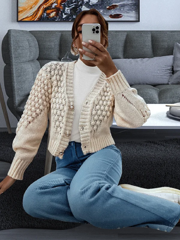 Lazy Style Button Front Ribbed Trim Cardigan