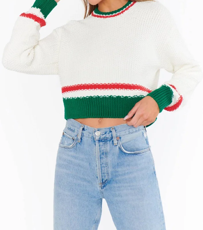 Letter embroidery Only One Sweater In Festive Stripe Knit