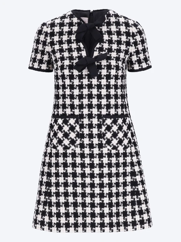 Comfortable And Simple Damier light tweed mini dress