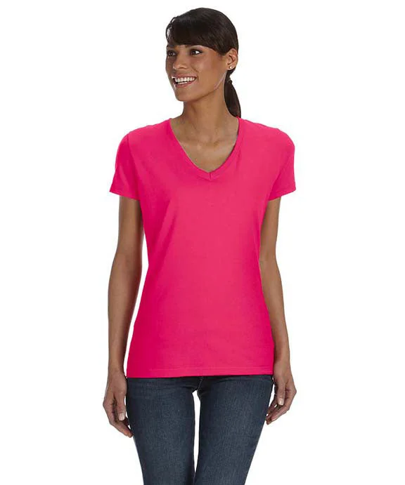 Cozy Outerwear L39VR - Fruit of the Loom Ladies HD Cotton™ V-Neck T-Shirt | Cyber Pink