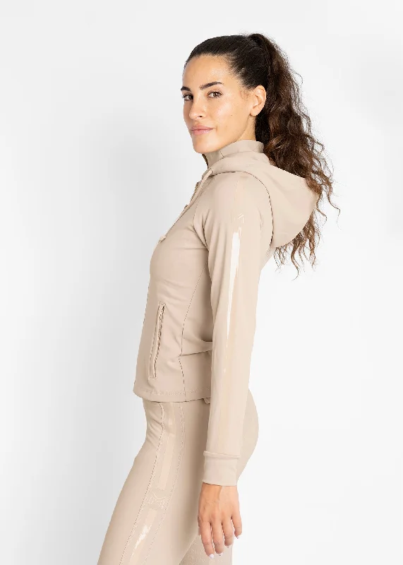 Street Charm Reflection Zip Hoodie (Beige)