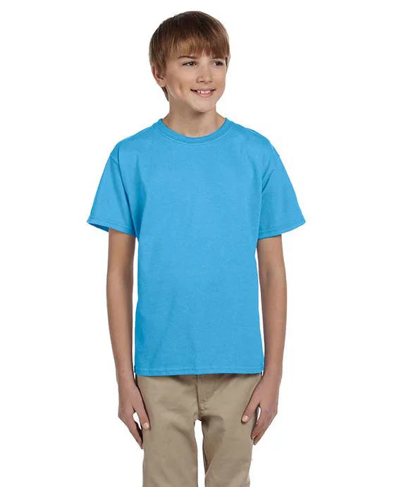 Embroidered Letters 3930B - Fruit of the Loom Youth 100% Heavy Cotton HD® T-Shirt | Aquatic Blue Embroidered Letters 3930B - Fruit of the Loom Youth 100% Heavy Cotton HD® T-Shirt | Aquatic Blue