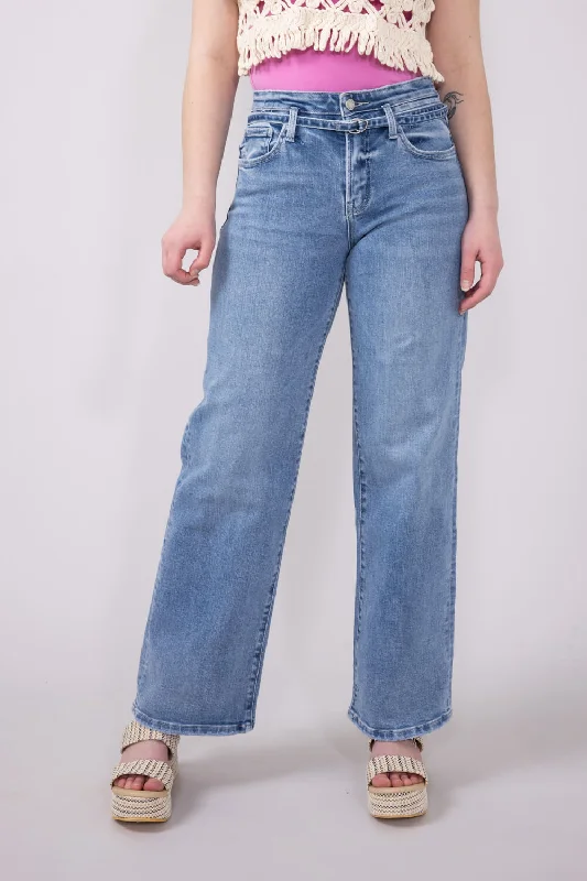 Alice style Vervet High Rise Tie Waist Wide Jeans for Women | T6673