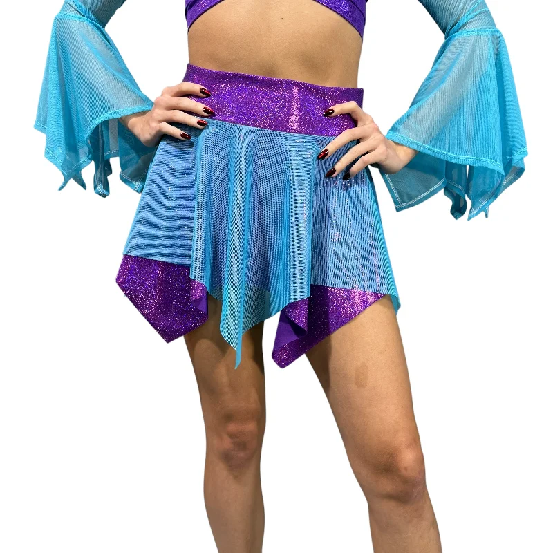 Urban Design Sense Pixie Skirt for Fairy Costume in Purple Sparkle & Blue Mesh