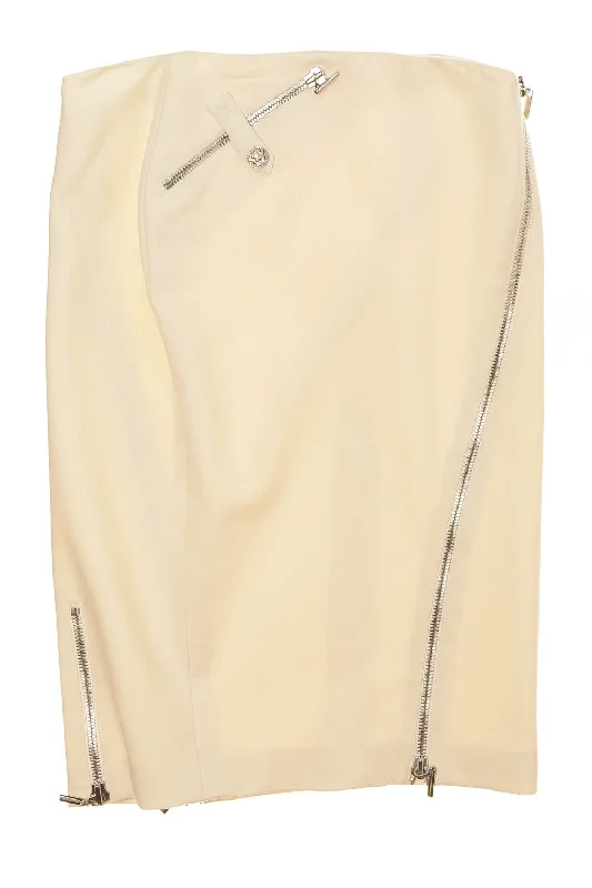 Sporty Elegance Versace - Cream Pencil skirt with zippers - IT 40