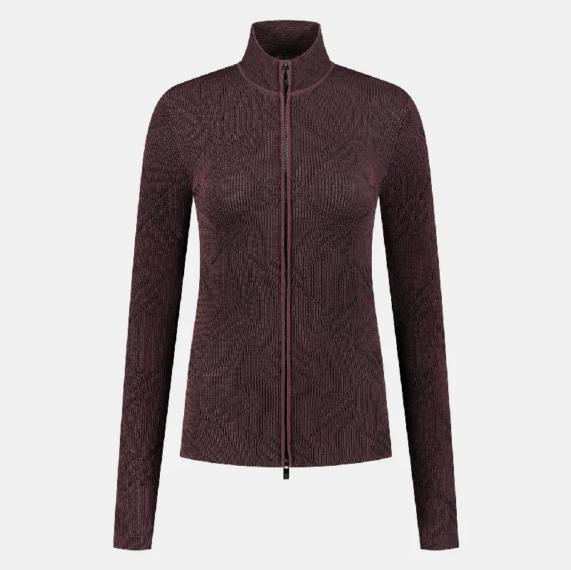 High-end Fabrics Roast Brown Knitted Monogram Cardigan