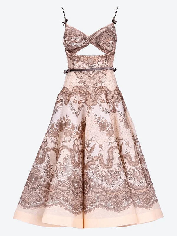 High waist design Crush twist front midi dress