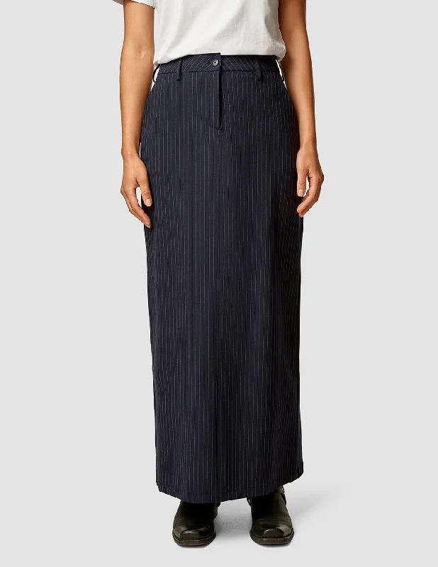 Sports Functional Style Essential Maxi Skirt Navy Pinstripe