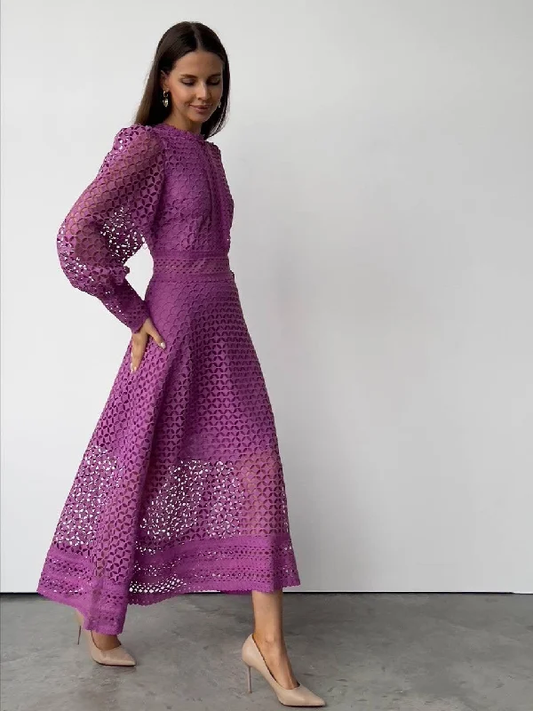 Extra long version Stunning Purple Lace Dress
